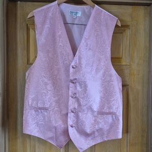 Vesuvio Napoli In Italy Unisex Button Vest  Pink Size XL paisley Jacquard Print